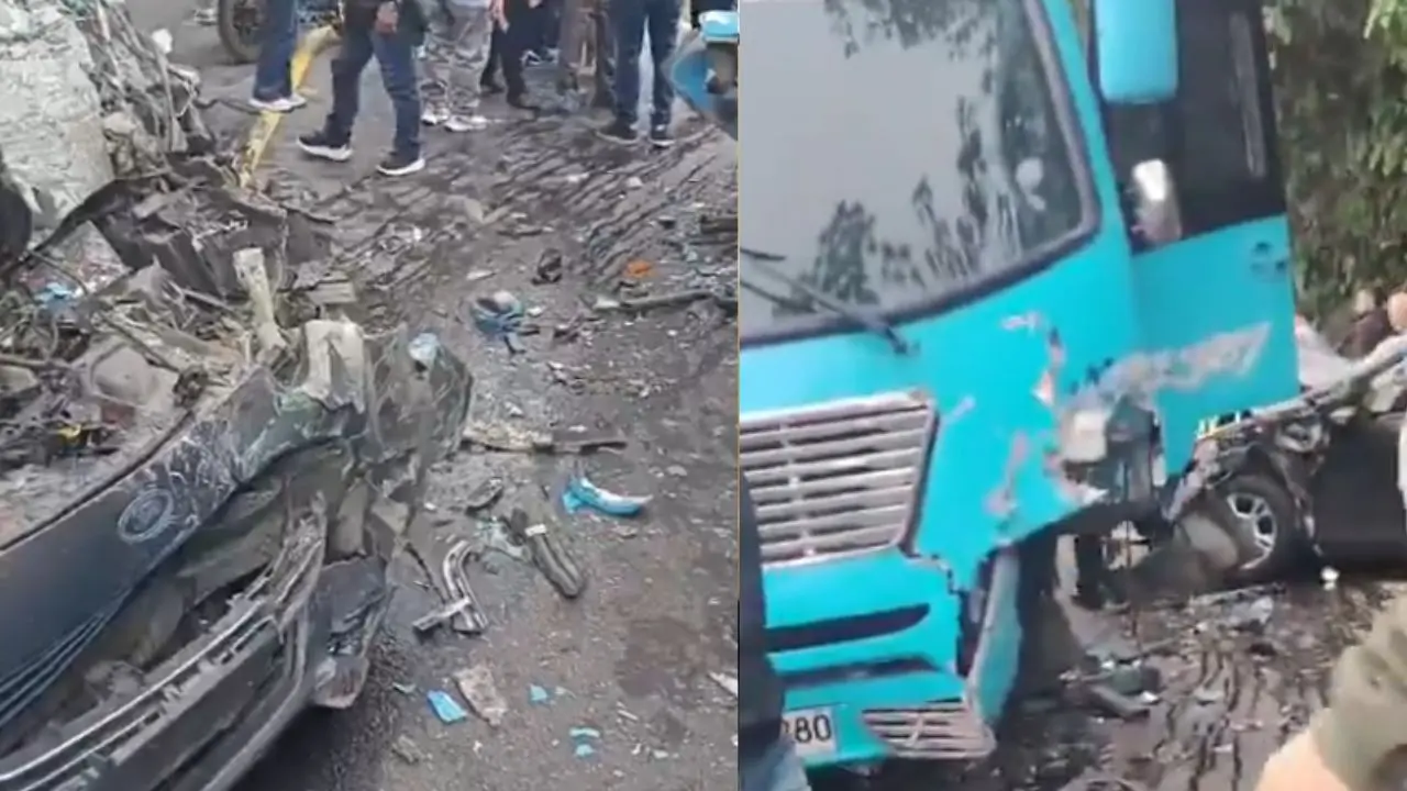 Accidente en la vía Soacha–Mesitas del Colegio entre bus y automóvil: reportan lesionados