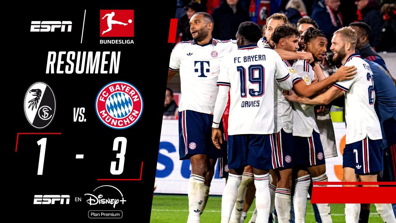Bayern Munich ganó 3 a 1 ante Friburgo y alcanzó la cima de la Bundesliga