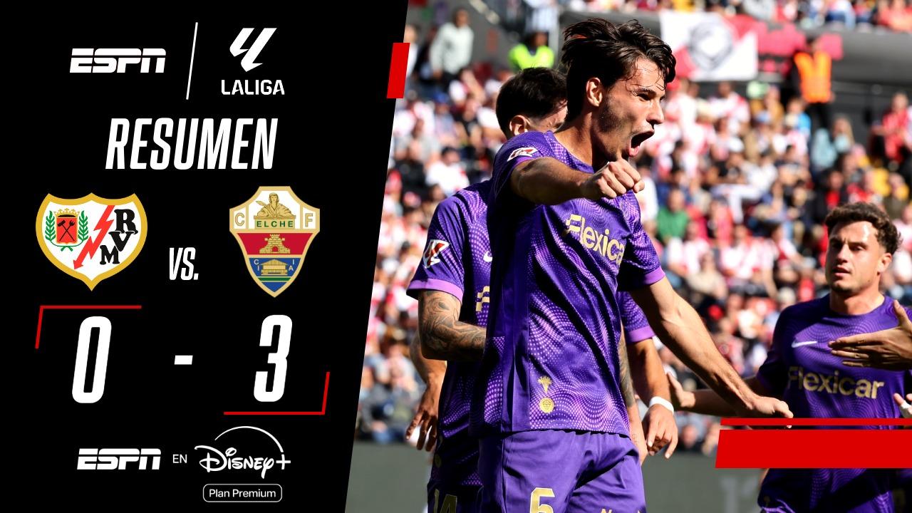 Cátedra franjiverde en Vallecas: Elche golea al Rayo con la impronta suramericana de Redondo y Buonanotte