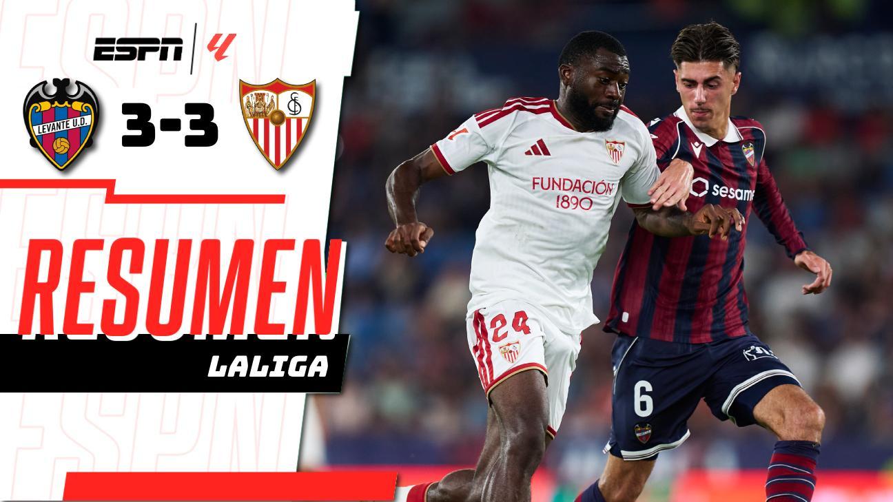 Un epílogo de infarto: el Levante y el Sevilla firman un armisticio de seis goles en el tiempo añadido