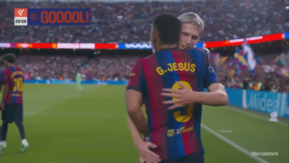 ¡Golazo! Gabriel Jesus la manda a guardar y pone el 2-0 del Barcelona