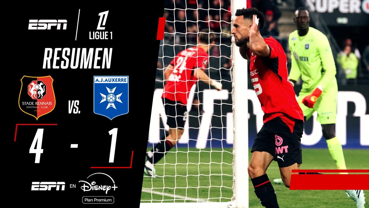 El Stade Rennais recupera su jerarquía con una sinfonía ofensiva ante el Auxerre