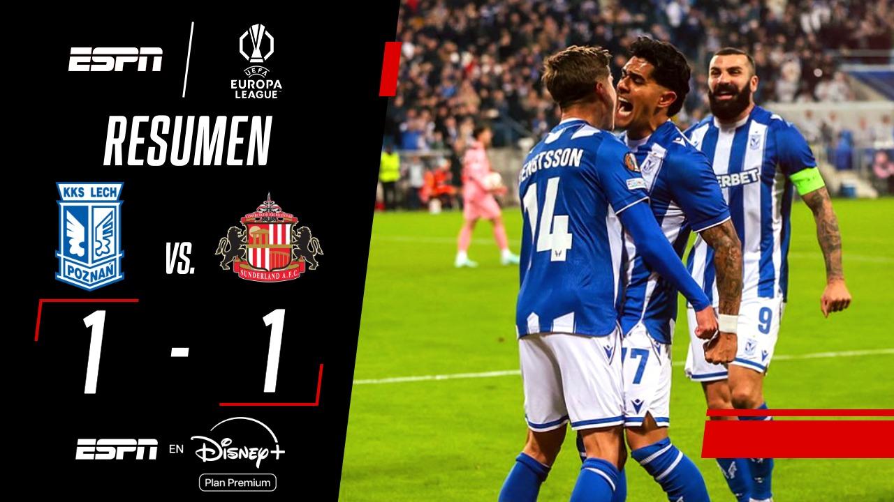 Lech Poznan y Sunderland no pasan del empate: igualaron 1 a 1 en la Europa League