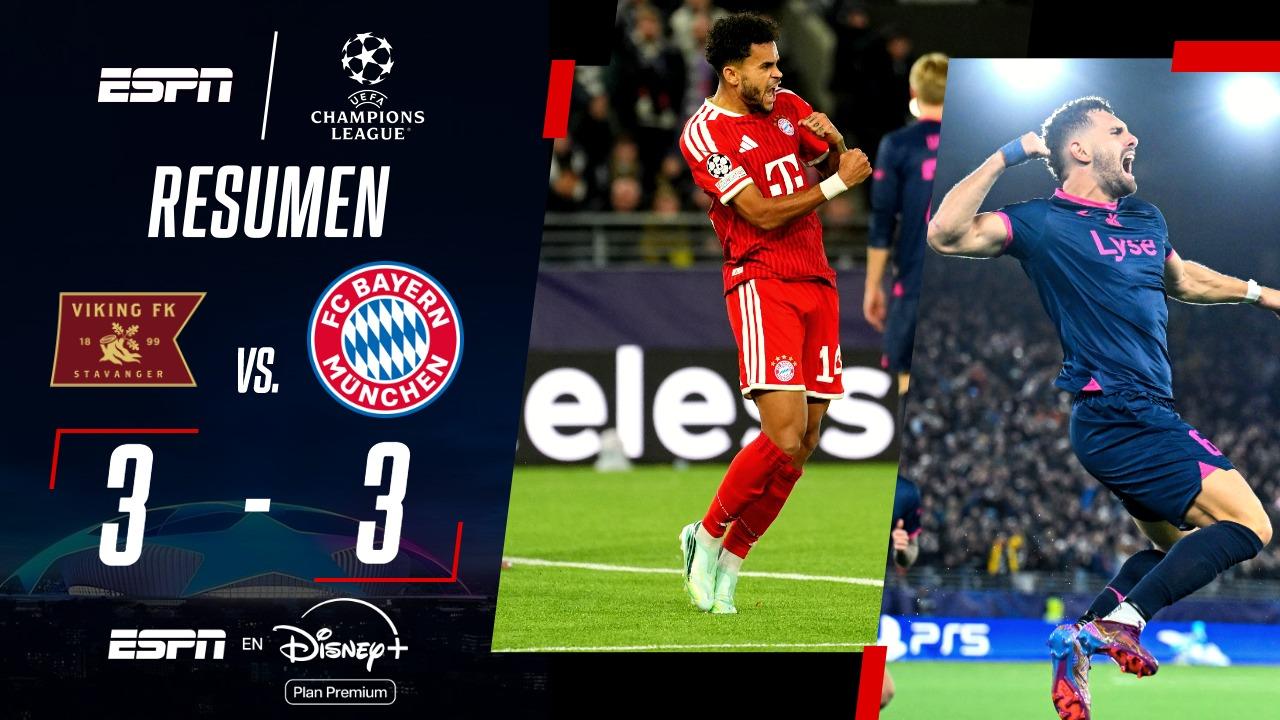 Lucho Díaz anotó y Bayern Munich igualó ante el Viking en un partidazo por la Champions