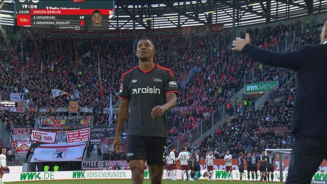 El colapso del muro berlinés: La fatídica expulsión de Felix Uduokhai ante el Augsburgo
