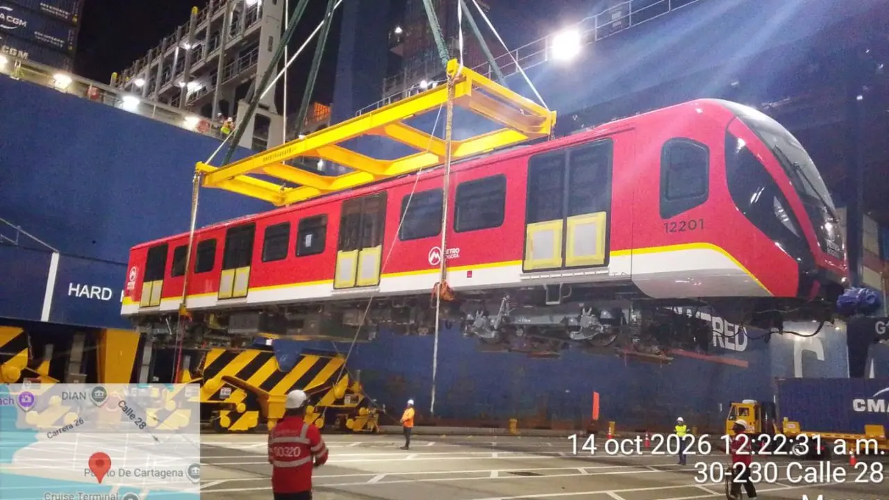 La silueta del futuro: el vigésimo primer tren del Metro de Bogotá arriba al país