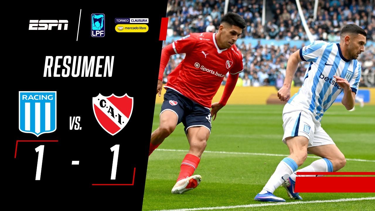 Armisticio en Avellaneda: Racing e Independiente dividen honores en un derbi de alta tensión