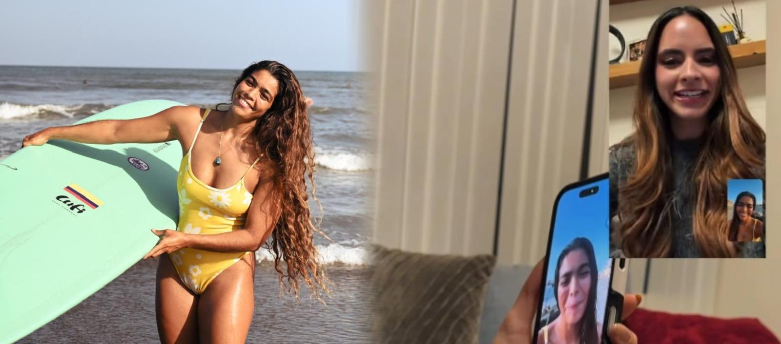 Reina Salwa se “monta en la ola” de la surfista Nataly Acosta para acompañar su sueño mundialista